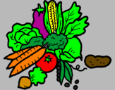Desenho verduras pintado por simone