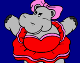 Desenho Hipopótamo com laço pintado por maria joao