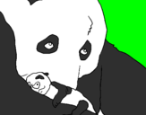 Desenho Urso panda com a sua cria pintado por gabriela