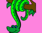 Desenho Serpente pendurada numa árvore pintado por dayane