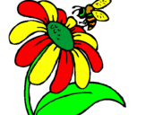 Desenho Margarida com abelha pintado por mary