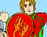 Desenho Cavaleiro com escudo de leão pintado por flamengo