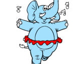 Desenho Elefante com tutú pintado por carol