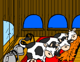 Desenho Vacas no estábulo pintado por B.