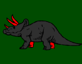 Desenho Triceratops pintado por muleque chato
