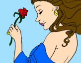 Desenho Princesa com uma rosa pintado por Rita