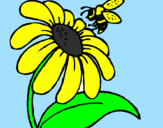 Desenho Margarida com abelha pintado por yssa