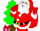Desenho Santa Claus e uma árvore de natal pintado por LAUANY