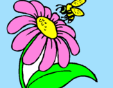 Desenho Margarida com abelha pintado por carol