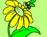 Desenho Margarida com abelha pintado por milenaaaaaa
