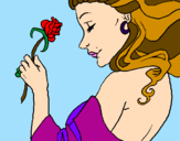 Desenho Princesa com uma rosa pintado por Filipe