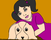 Desenho Menina a abraçar o seu cão pintado por maria teresa