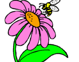 Desenho Margarida com abelha pintado por ariane