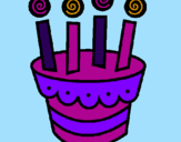 Desenho Tarte com velas pintado por bolo