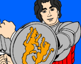 Desenho Cavaleiro com escudo de leão pintado por lucas