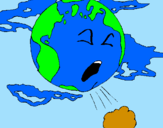 Desenho Terra doente pintado por gata do azul