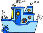 Desenho Barco com âncora pintado por barco
