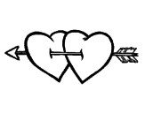 Desenho Dois corações com uma seta pintado por Maria 