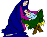 Desenho Nascimento do menino Jesús pintado por sabrina