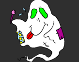 Desenho Fantasma guloso pintado por ines ribeiro cardeira