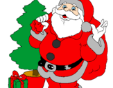 Desenho Santa Claus e uma árvore de natal pintado por jeinha
