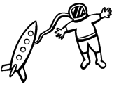 Desenho Foguete e astronauta pintado por skate