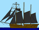 Desenho Veleiro de três mastros pintado por matheus marins