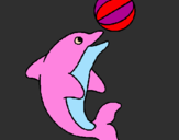 Desenho Golfinho a jogar com uma bola pintado por bibi