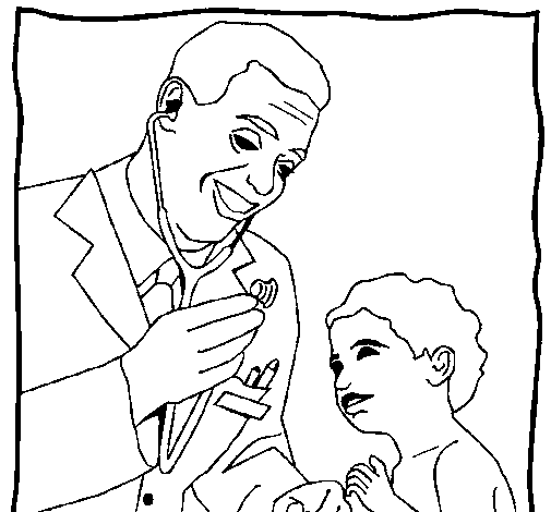 Desenho Médico com o estetoscópio pintado por cris