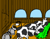 Desenho Vacas no estábulo pintado por poou