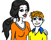 Desenho Mãe e filho  pintado por Fábio