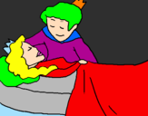 Desenho A princesa a dormir e o príncipe pintado por asda