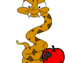 Desenho Serpente e maçã pintado por joão pedro da silva ramos