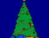 Desenho Abeto com adornos natalícios pintado por arthur