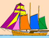 Desenho Veleiro de três mastros pintado por bruna  eloisa