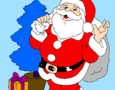 Desenho Santa Claus e uma árvore de natal pintado por Dani 100linda