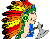 Desenho Índio com grandes plumas pintado por Saulo