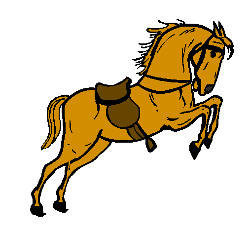 Desenho Cavalo com sela a saltar pintado por KEVIN