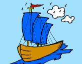 Desenho Barco veleiro pintado por bertha  de m.h.
