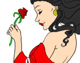 Desenho Princesa com uma rosa pintado por lucas