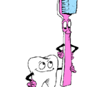 Desenho Dentes e escova de dentes pintado por andressa