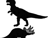 Desenho Tricerátopo e tiranossauro rex pintado por gustavo gatao