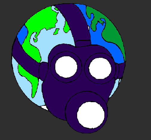 Desenho Terra com máscara de gás pintado por bem10