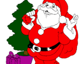 Desenho Santa Claus e uma árvore de natal pintado por cezar