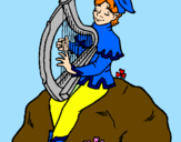 Desenho Duende a tocar harpa pintado por luni