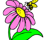 Desenho Margarida com abelha pintado por Alice Miguel Reis