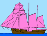 Desenho Veleiro de três mastros pintado por ana clara