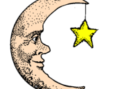 Desenho Lua e estrela pintado por katy