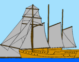 Desenho Veleiro de três mastros pintado por miguel