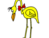 Desenho Flamingo com passarita pintado por tinho